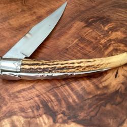 Magnifique et grand couteau de type NAVAJA &agrave; Palanquille Pi&egrave;ce unique Angel NAVARRO Collector