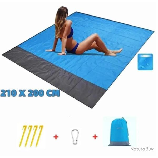 Tapis de Plage Couverture Pique-Nique Imperm�able 200x210 cm Anti Sable Pliable