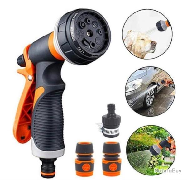Pistolet d'arrosage 8 Modes d'arrosage Multi-fonction Lave auto Animaux Jardin