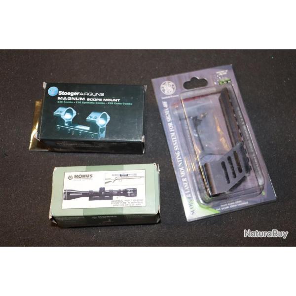 3 montages pour carabine ou fusil ou pistolet - Montage monobloc konus 25.4mm ou 30mm pour lunette d