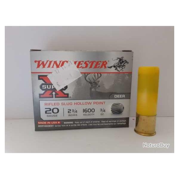 Cartouche Slug Hollow Point Winchester Super-X Cal 20 (Boite de 5)