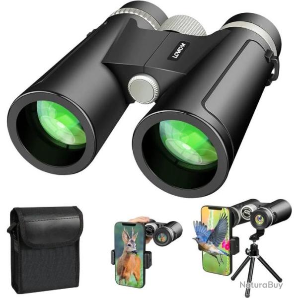 Jumelles 12x42 Objectif FMC Prismes BAK4 tanches Adaptateur Tlphone Trpied Chasse Pche Sport