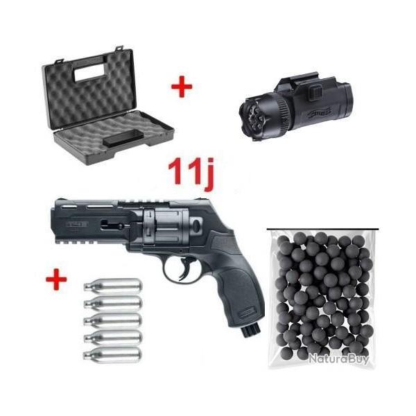 Pack complet HDR50 Umarex T4E 11J Home Defense + Malette + billes caoutchouc+ Co + lampe laser B