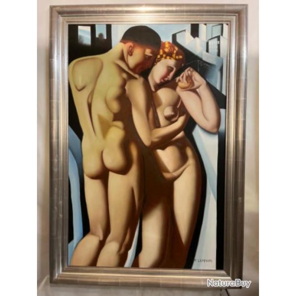 Huile sur toile couple D'apres Tamara Lempika
