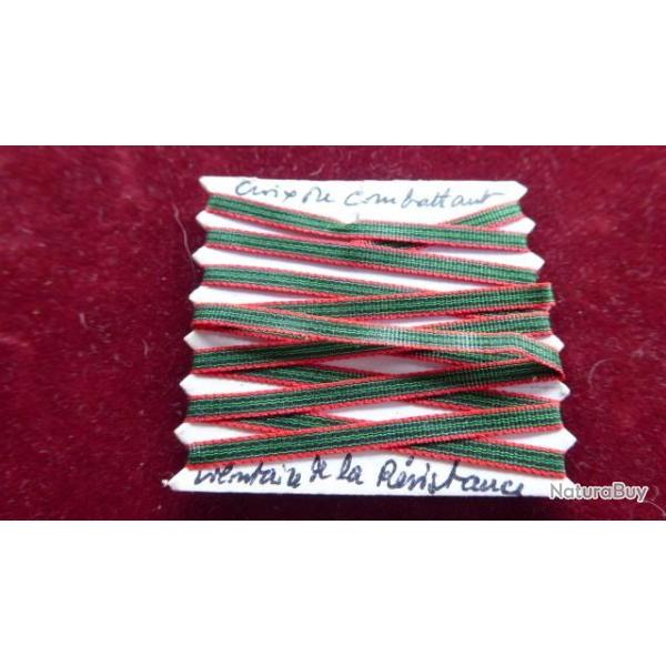 PETIT RUBAN POUR FAIRE DES RAPPELS DE MEDAILLE CROIX DU COMBATTANT VOLONTAIRE RESISTANCE