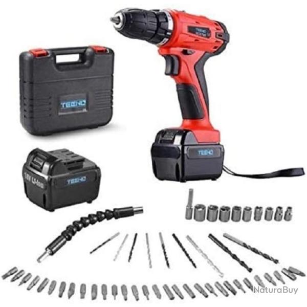 Perceuse Sans Fil Visseuse 2 Batteries 21V au Lithium 1000 mAh Kit Accessoires