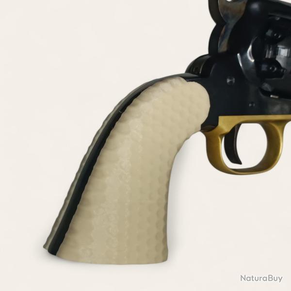 Plaquettes Remington 1858 Pietta texture miel couleur os