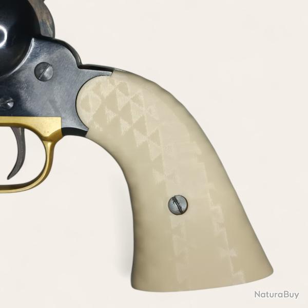 Plaquettes Remington 1858 Pietta texture molet�e couleur os