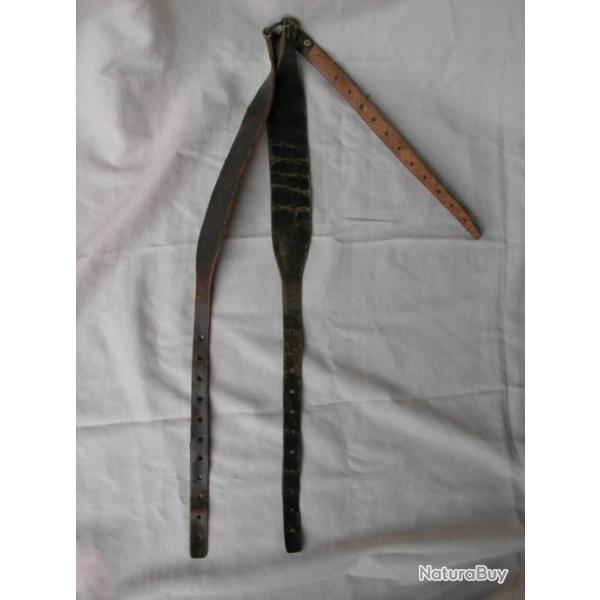 WW1/2 POSTWAR FRANCE BRELAGE MOD 1892 EN Y CUIR NOIR FRANCAIS AVEC TAMPONS 11 TROUS