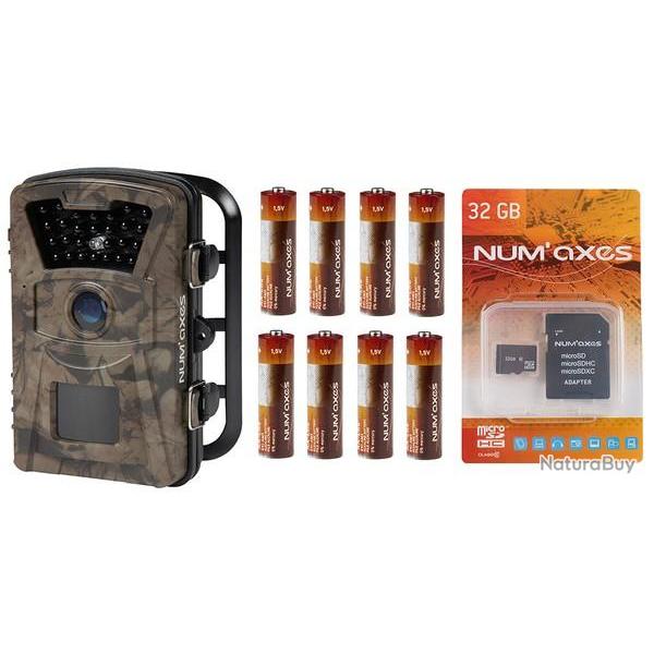 Pack pi�ge photo Num'axes Pie1048 camo + piles + carte micro sd-hc 32go class 10