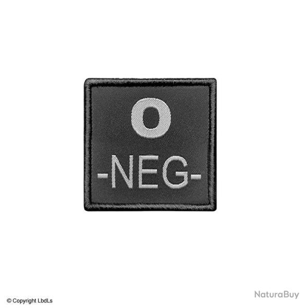 Groupe sanguin O ngatif brod sur tissu noir