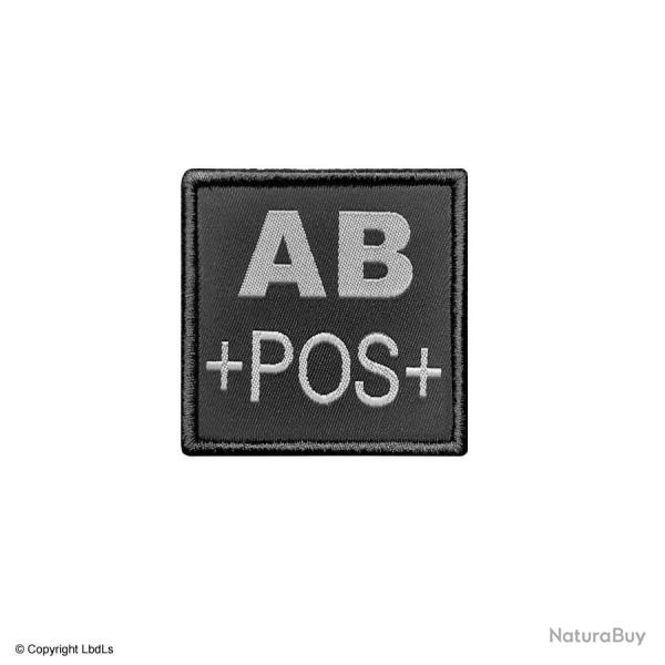 Groupe sanguin AB positif brod� sur tissu noir