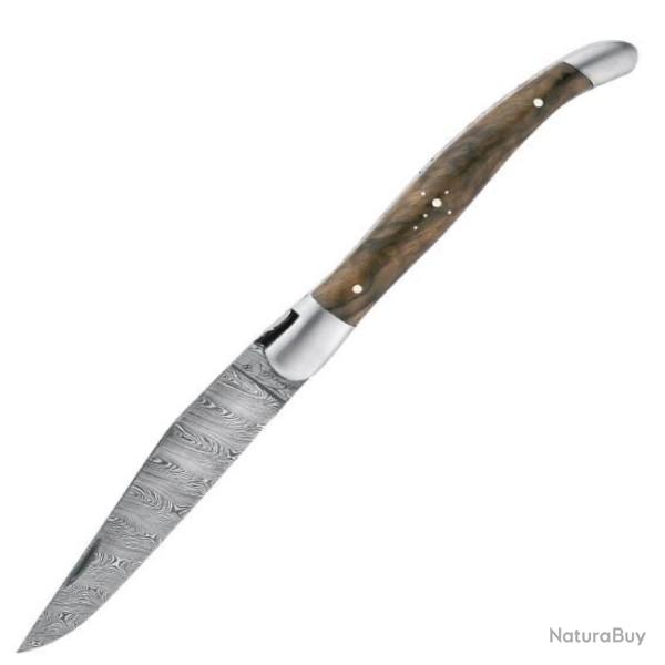Couteau pliant Damas Laguiole Gilles� de Fontenille Pataud gamme "Tradition" Noyer