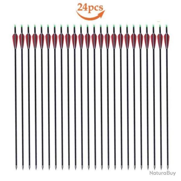 Lot de 24 fl�ches Carbone Pour Tir � L'Arc Haute Qualit� Livraison Rapide Gratuite - Rouge