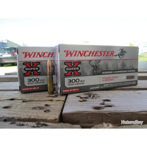 Lot de 40 cartouches WINCHESTER 300 BLK/AAC en 200grs SUBSONIC POWER POINT