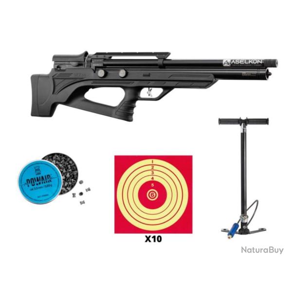 Pack Carabine � air PCP Aselkon MX10 R�gulateur jet black cal. 5.5 - 19J