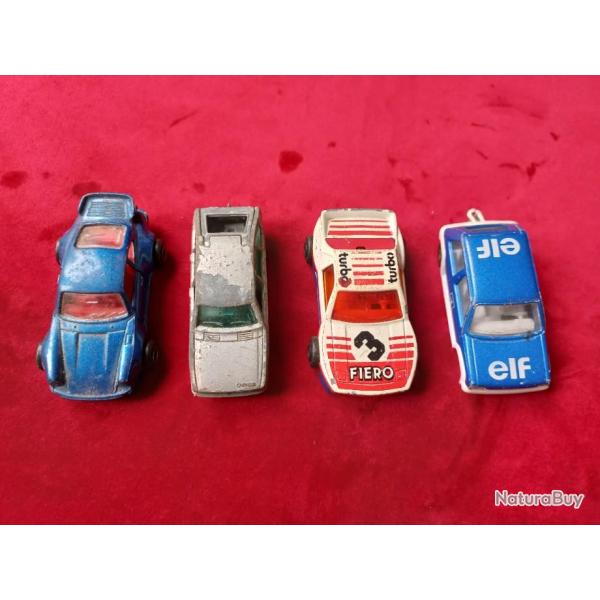 lot de 4 anciennes voitures " MAJORETTE "   Porsche, Renault sport , Simca, Pontiac