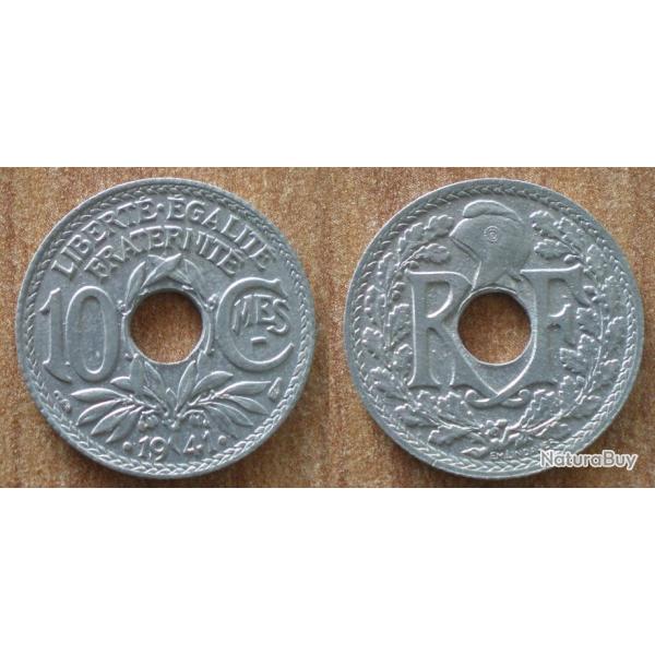 France 10 Centimes 1941 avec point a date et Ctmes Soulign� Lindauer Piece Centime En Franc Francs
