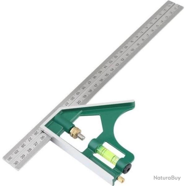 R�gle d'angle carr� multifonctionnelle combinaison 300mm 45/90 degr�s + niveau