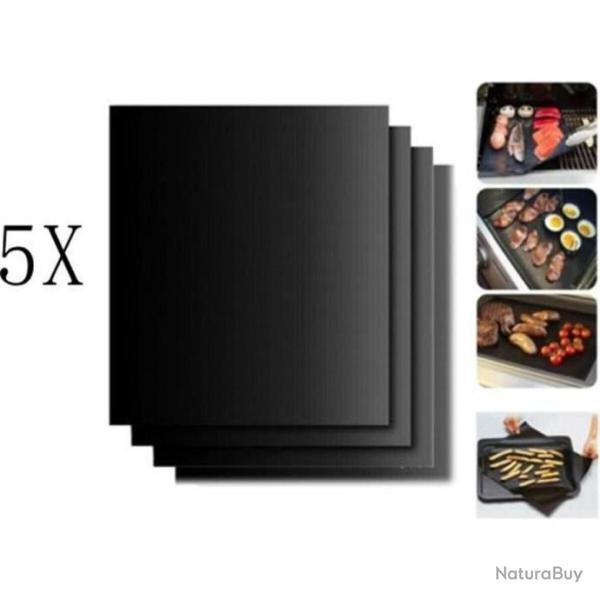 5X tapis de cuisson anti adhsif Grill Barbecue 40X33 cm Set de 5 feuilles