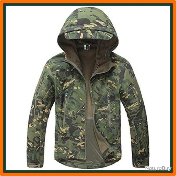 Veste coupe vent avec capuche doubl�e en molleton -  Imperm�able - Green CP