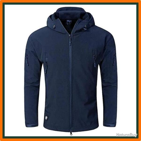Veste coupe vent avec capuche doubl�e en molleton - Imperm�able - Bleu
