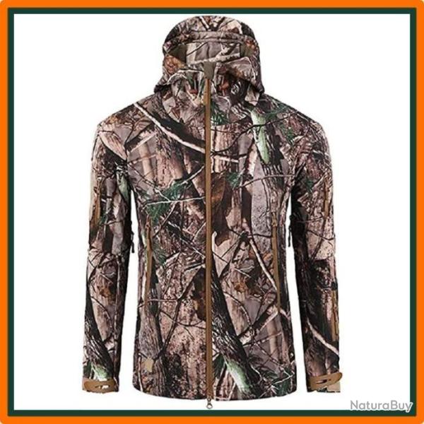 Veste coupe vent avec capuche doubl�e en molleton - Camo - Imperm�able