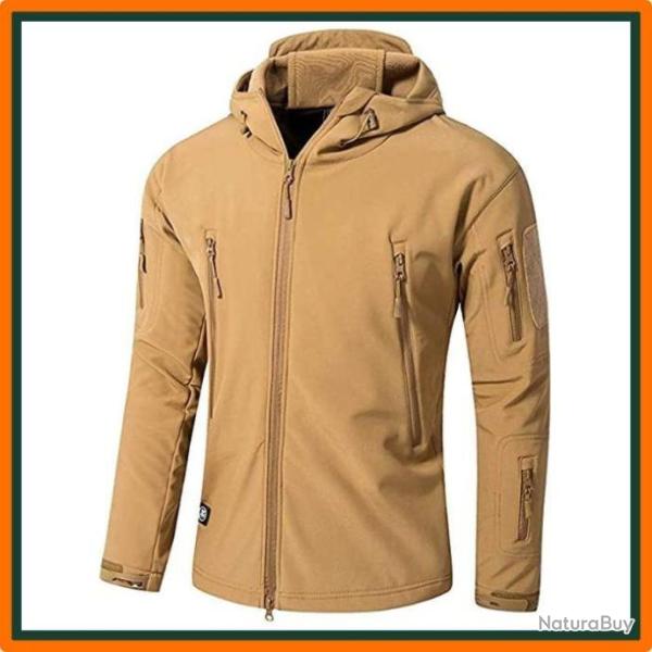 Veste coupe vent avec capuche doubl�e en molleton - Imperm�able - Kaki