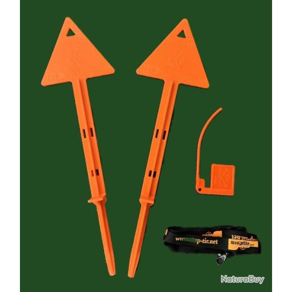 CHASSE PIQUET BATTUE - PACK SECURITE : 2 piquets PIQ-BAT + 1 STOP TIR + 1 tour de cou