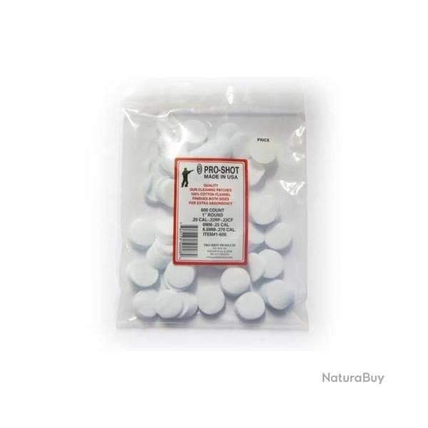 600 chiffonnettes Pro-shot calibr�es pour calibre .22 � .270