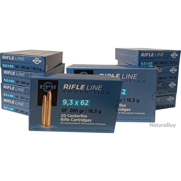Lot de 20 botes de cartouches PARTIZAN CAL. 9,3X62 285-GRS SP (400 Cartouches)