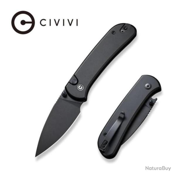 Couteau CIVIVI Qubit Black Manche Alu Lame Acier 14C28N IKBS Clip ButtonLock IKBS Clip CIVC22030E1