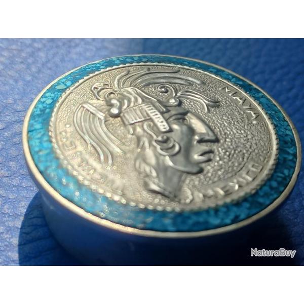 petite boite ronde vintage   " MAYA "  Mexique
