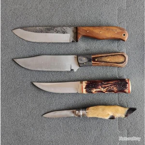 Lot de 4 couteau dague et Opinel damas et chasse