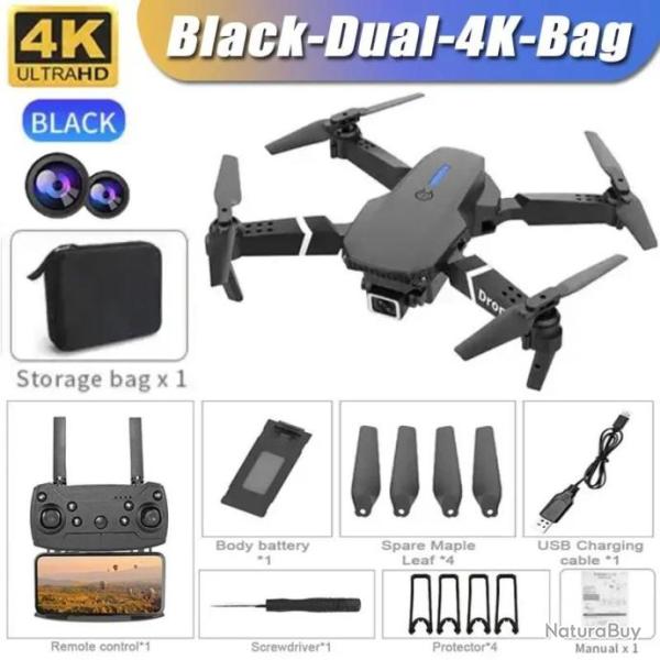 Drone E88 Pro Cam�ra HD 4K FlyCam Stable Pr�cis Double Objectif Haute Qualit� x1 Batterie