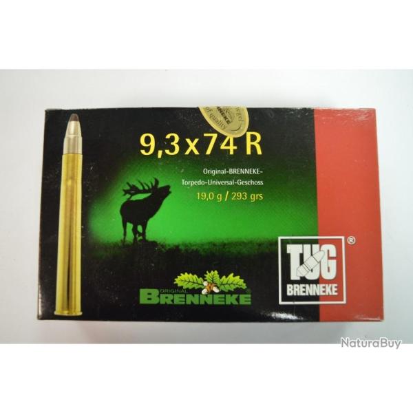 1 BOITE DE 20 BALLES BRENNEKE CALIBRE 9.3X74 R  19 G / 293 GR TUG NEUVE