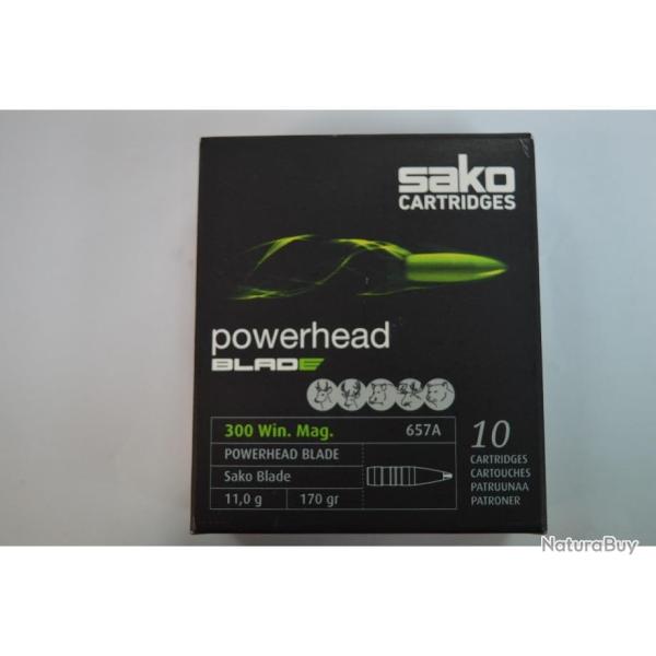 1 BOITE DE 10 BALLES SAKO  CALIBRE 300 WM  170 GR/ 11 G POWER HEAD BLADE   NEUVE