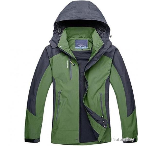 Veste coupe-vent Impermable - Vert et gris fonc - Veste de chasse -  Livraison gratuite et rapide