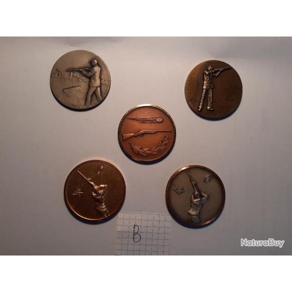 5  M�dailles de r�compense balle Trap  occ N� B