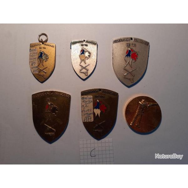 6  M�dailles de r�compense balle Trap  occ N� C