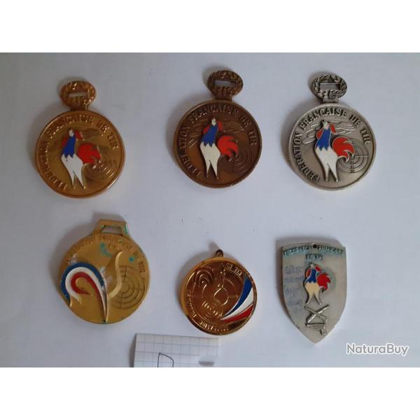 6  M�dailles de r�compense balle Trap  occ N� D