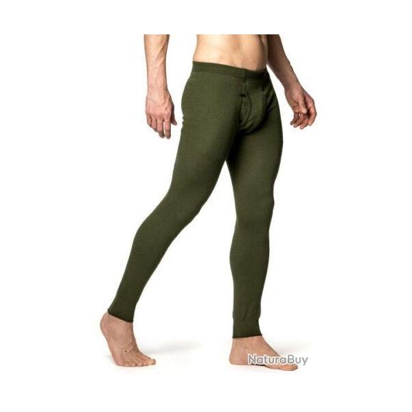 Cale�on vert Woolpower 200g/m� en maille Ullfrott� "long john with fly 200"