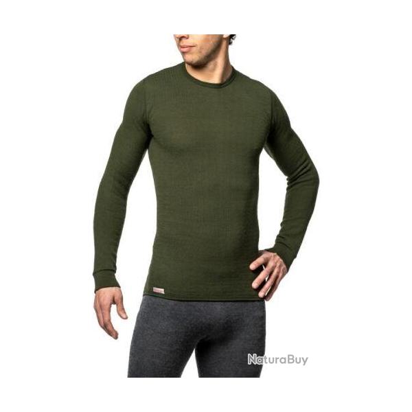 T-shirt manches longues Woolpower 200g/m� en mailles Ullfrott� vert "Crewneck 200"
