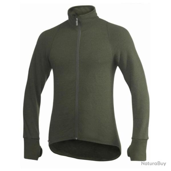 Veste en laine Woolpower "Full Zip Jacket 600" en mailles Ullfrott� verte