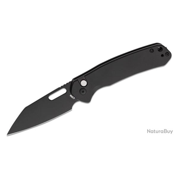 Couteau CJRB Pyrite Wharncliffe Lame Acier AR-RPM9 Black Manche Acier Button Lock IKBS J1925ABST