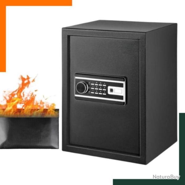 Coffre-fort biom�trique - 4 syst�mes de verrouillage - Pochette ignifuge - Noir - Livraison gratuite