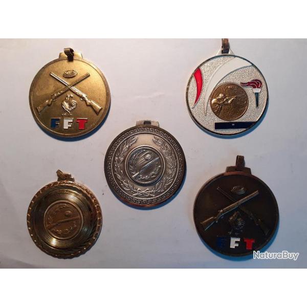 5  grosses  M�dailles de r�compense balle Trap  FFT  occ