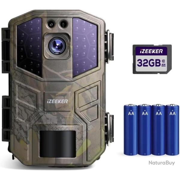 Cam�ra de Chasse 4K 30fps 48MP Nocturne Temps de D�clenchement 0,1s IP66 Etanche+ carte SD 32GO