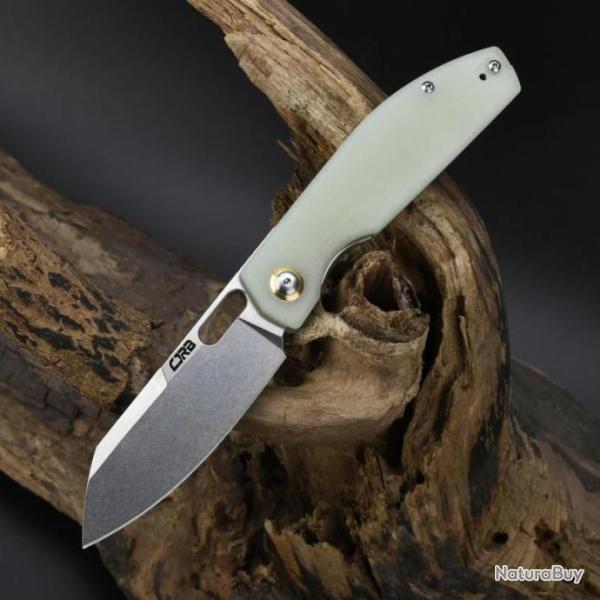 Couteau CJRB Ekko Jade Lame Sheepsfoot Acier AR-RPM9 Manche G10 IKBS Linerlock Clip J1929NTG