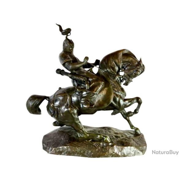BARYE Antoine Louis cavalier tartare fonte Barbedienne en bronze sculpture